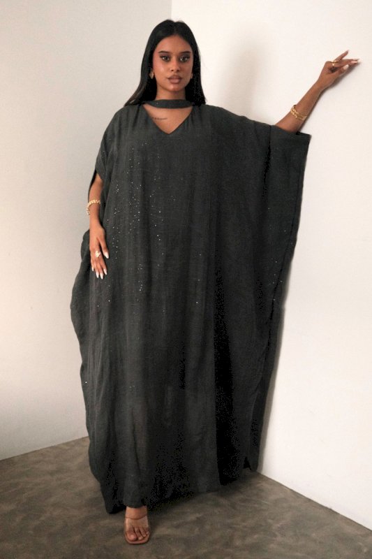 DARK ASH LINEN JALABIYA
