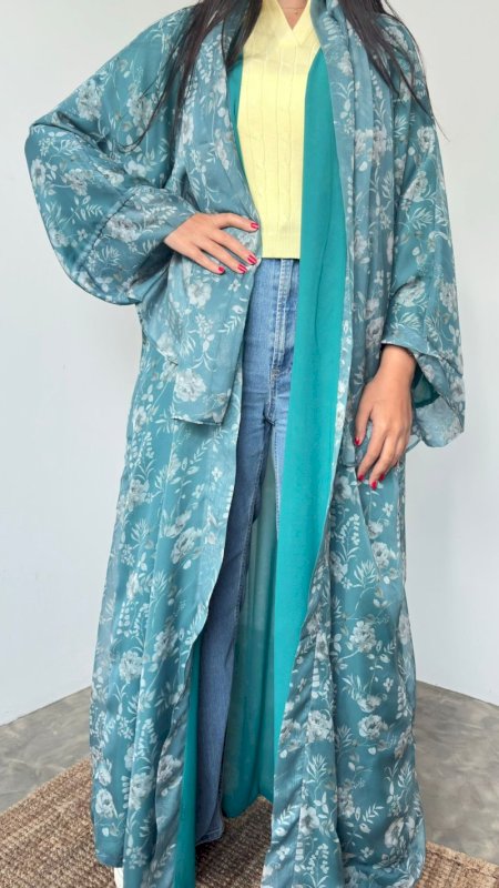 GREEN FLOWERS ABAYA - CHIFFON