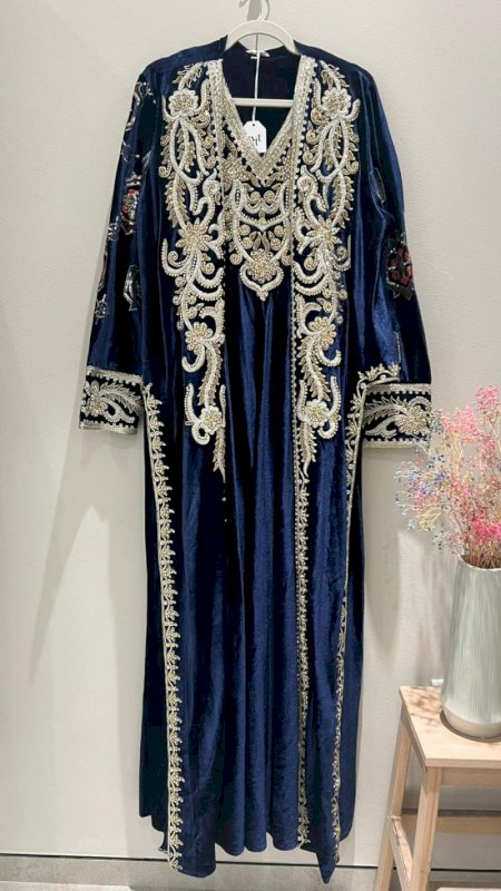 DARK BLUE VELVET BISHT SET - NEWBURY