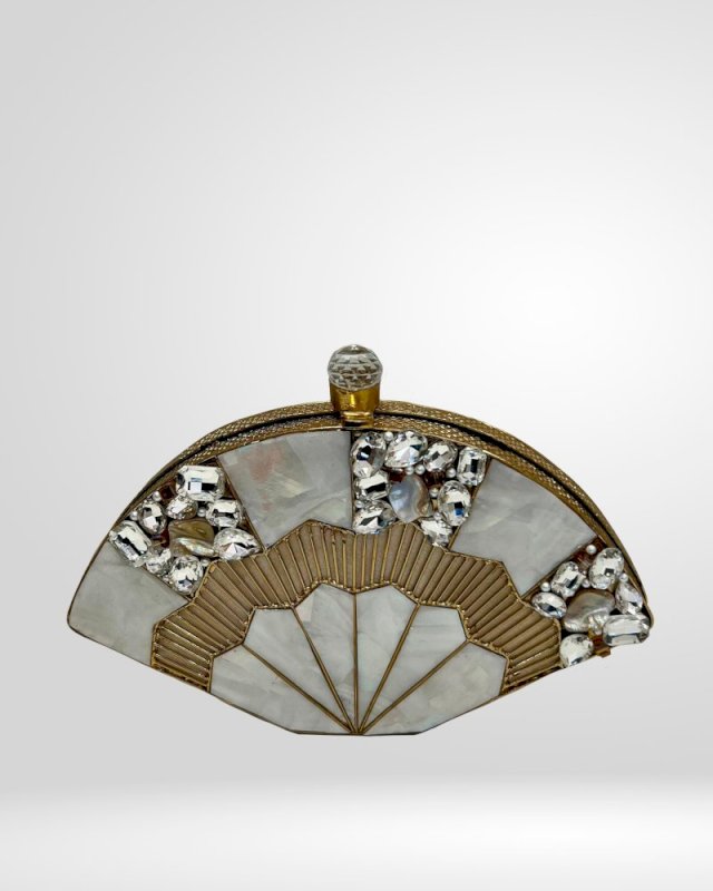 PANKH GOLDEN BRASS MOTHER OF PEARL CLUTCH