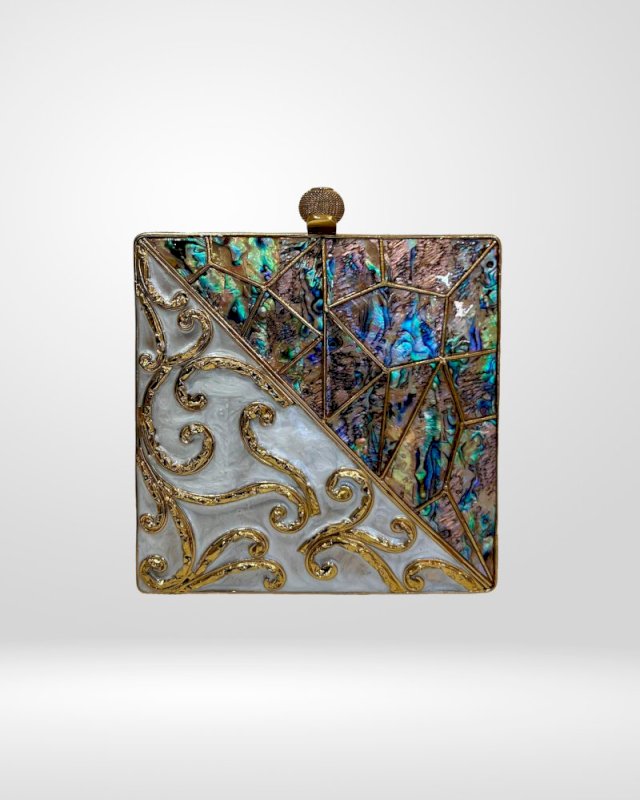 LIHAAZ MOTHER OF PEARL BRASS CLUTCH