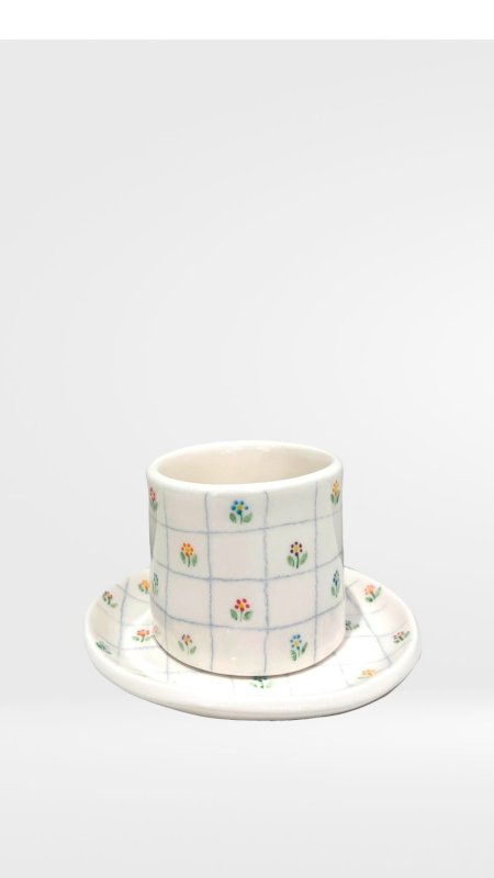 BULE FLORAL CUP SET