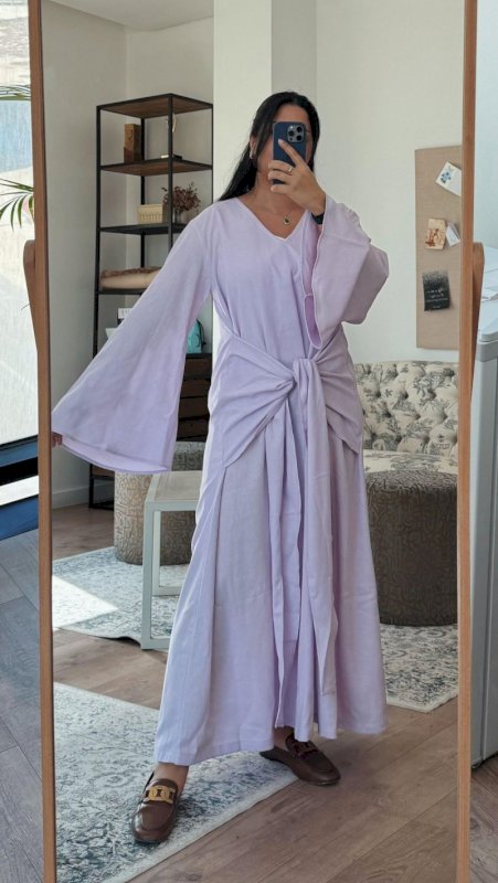 LILAC KNOT LINEN DRESS
