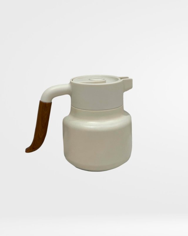 CHT VACCUM FLASK S/S 800ML W/WOODEN HAND - OFF WHITE