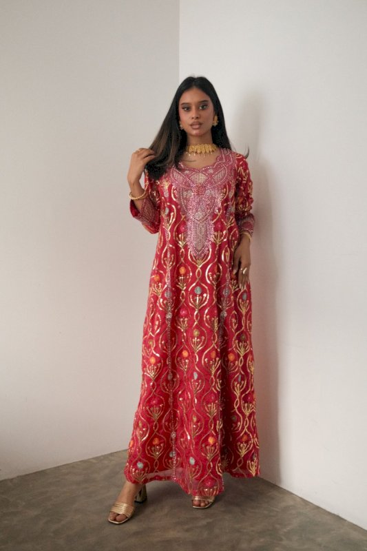 RED EMBROIDERY JALABIYA - NEWBURY