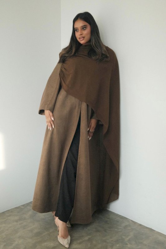 OLIVE GREEN SHAWL ABAYA WITH SHAILA