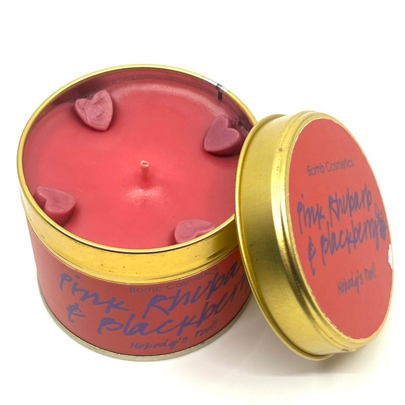 BOM TIN CANDLE PINK RHUBARB & BLACKBERRY