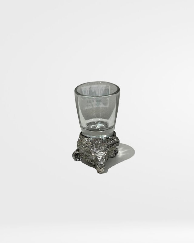 GLASS CUP WITH DESIGNED TOPS- SILVER