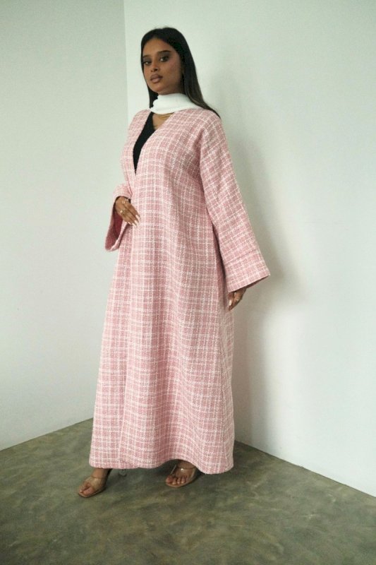 PINK TWEED ABAYA W/ SHAILA