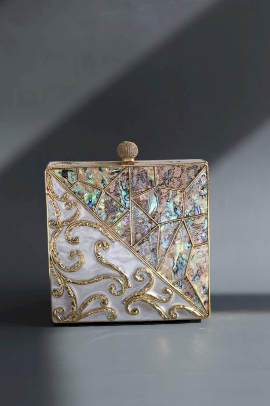 LIHAAZ MOTHER OF PEARL BRASS CLUTCH