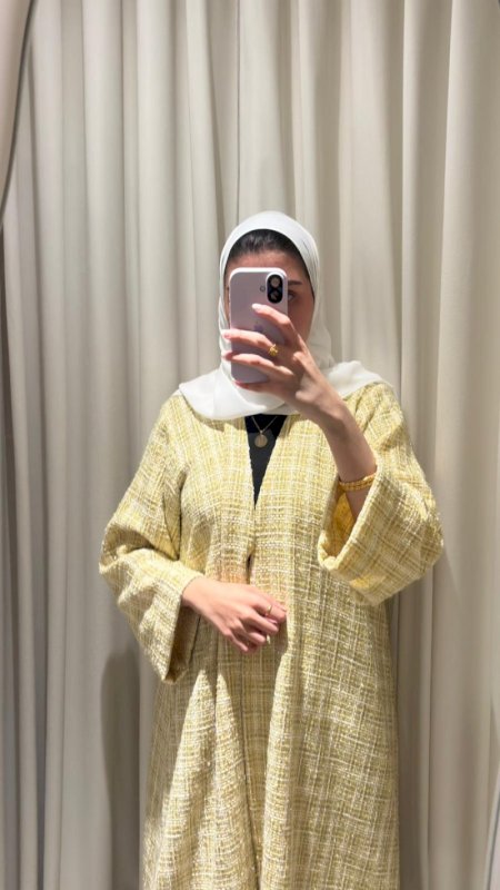 YELLOW TWEED ABAYA