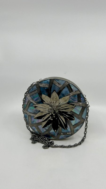 LAILA INTRICATE BRASS WORK WITH MOTHER OF PEARL CLUTCH