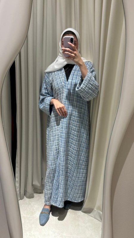 BLUE TWEED ABAYA W/ SHAILA