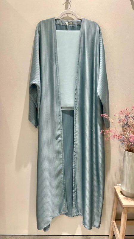MINT METALLIC CREPE ABAYA WITH SHEILA