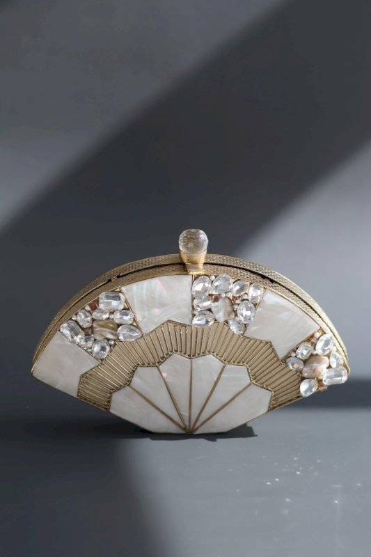 PANKH GOLDEN BRASS MOTHER OF PEARL CLUTCH