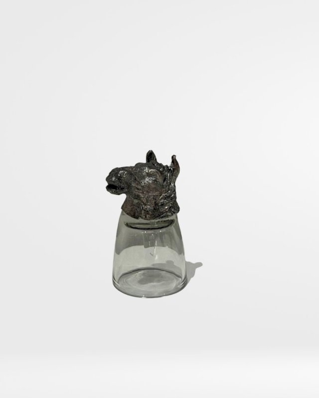GLASS CUP WITH DESIGNED TOPS- SILVER