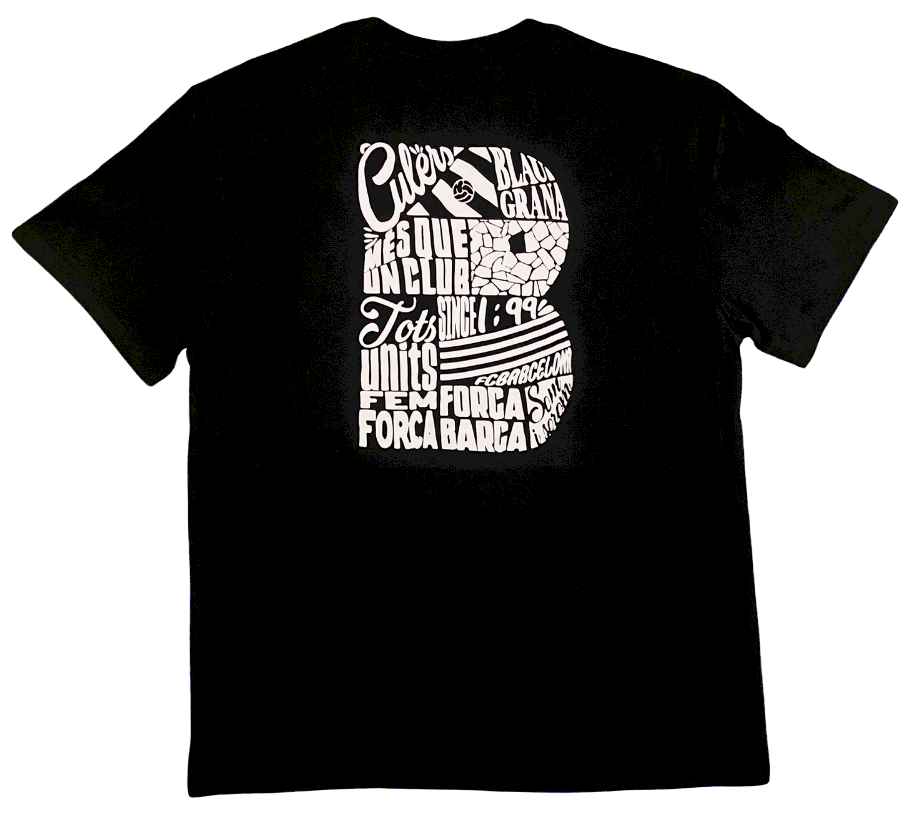 FC Barcelona Black T-Shirt - B-Legacy Edition - 100% Cotton