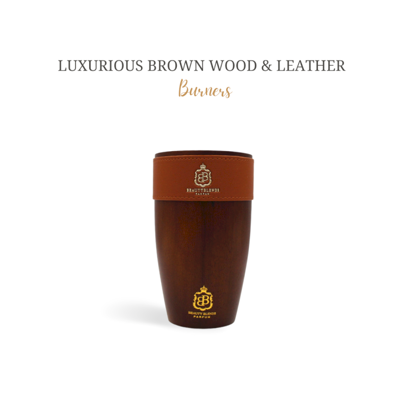 Luxurious brown wood & leather burners (Dream cup burner BB no. I)