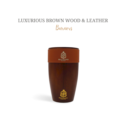 Luxurious brown wood & leather burners (Dream cup burner BB no. I)