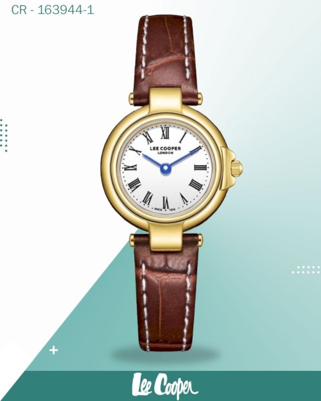 Lee Cooper Women's Watch Analog White Dial with Brown Leather Strap, LC08205.134