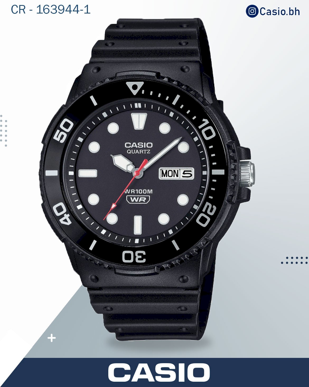 Casio Men's Watch Analog Black Dial with Black Resin Strap, MRW-230H-1E2VDF