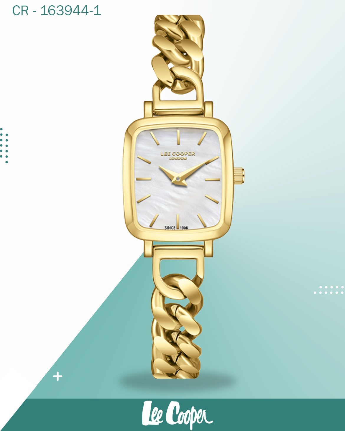 Lee Cooper Women's Watch Mother of Pearl Dial With Gold Metal Band,LC08130.120