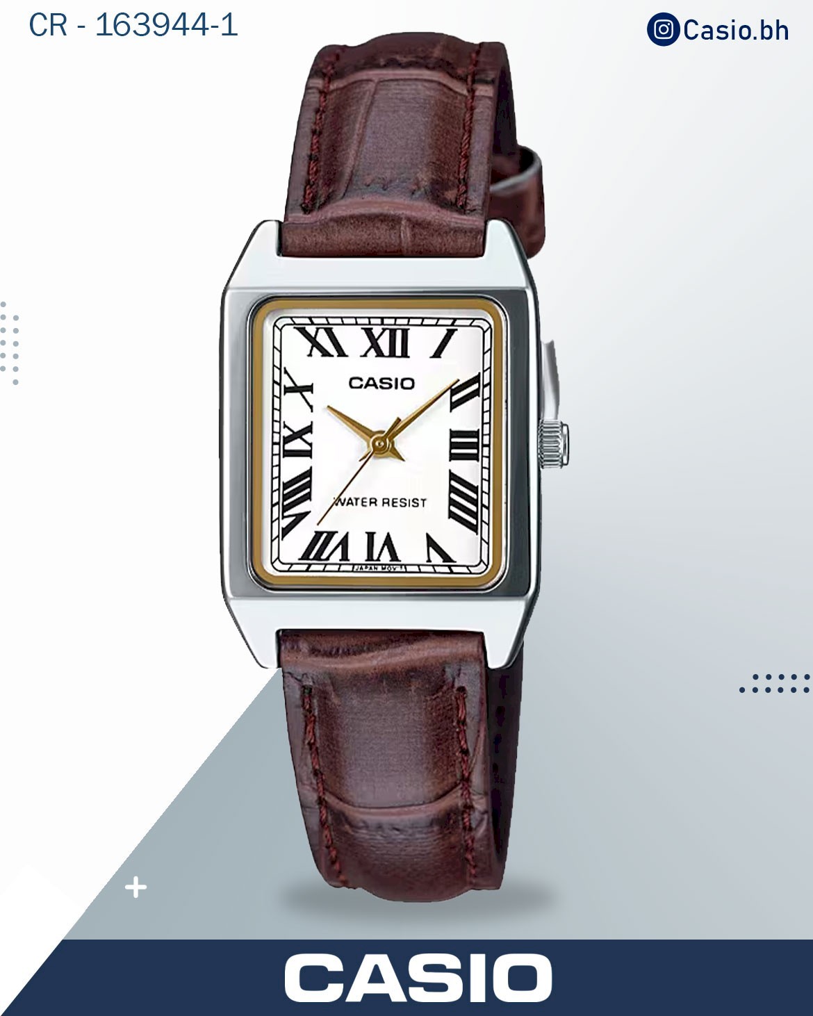 Casio Women's Watch Analog, White Dial Brown Leather Strap, LTP-V007L-7B2UDF