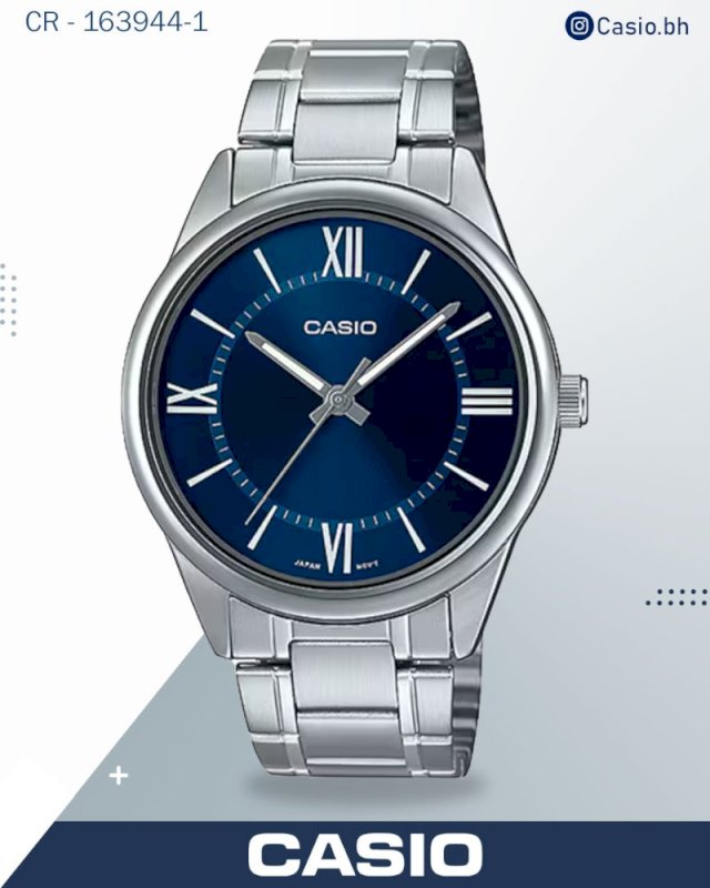 Casio Men's Watch Analog, Blue Dial Silver Stainless Steel Strap, MTP-V005D-2B5UD