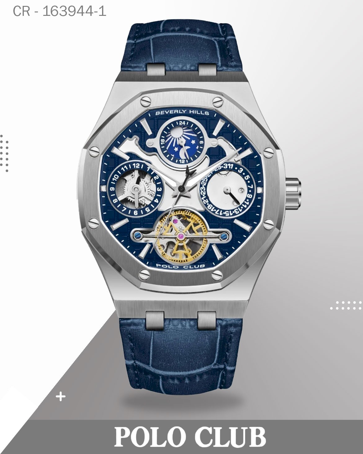 Polo Club Men's Automatic Watch Analog Leather Strap, BP3787X.042