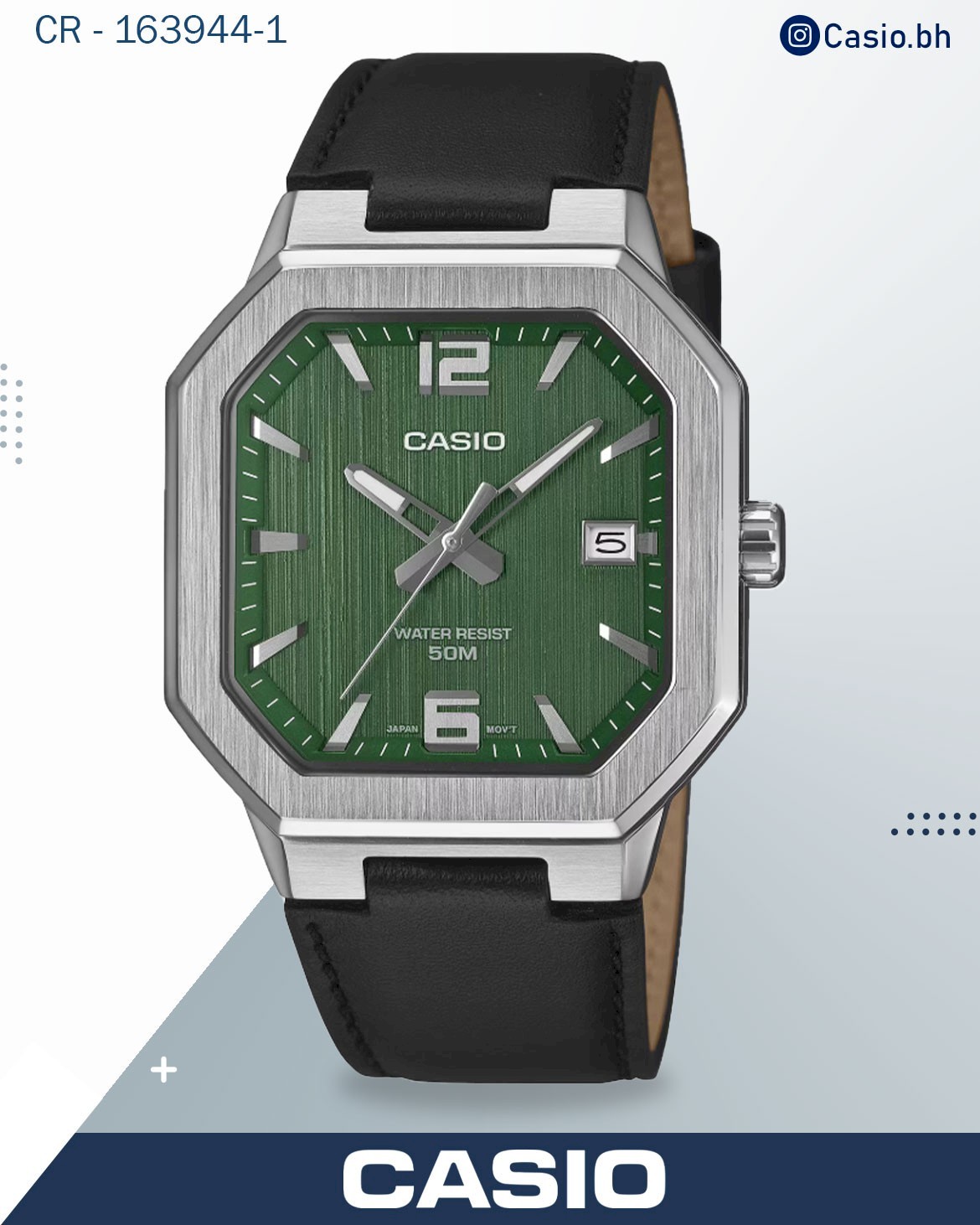 Casio Men's Analog Watch Black Dial with Black Leather Strap, mtp-b195l-1avdf