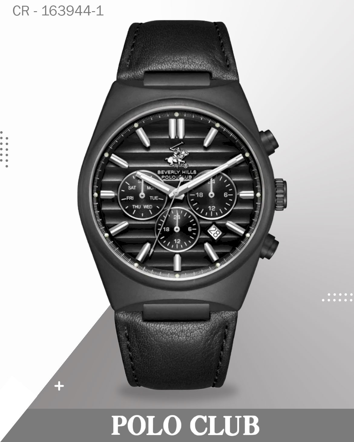 Hills Polo Club Men's Watch Analog  Black Dial with Leather Strap, BP3821X.651