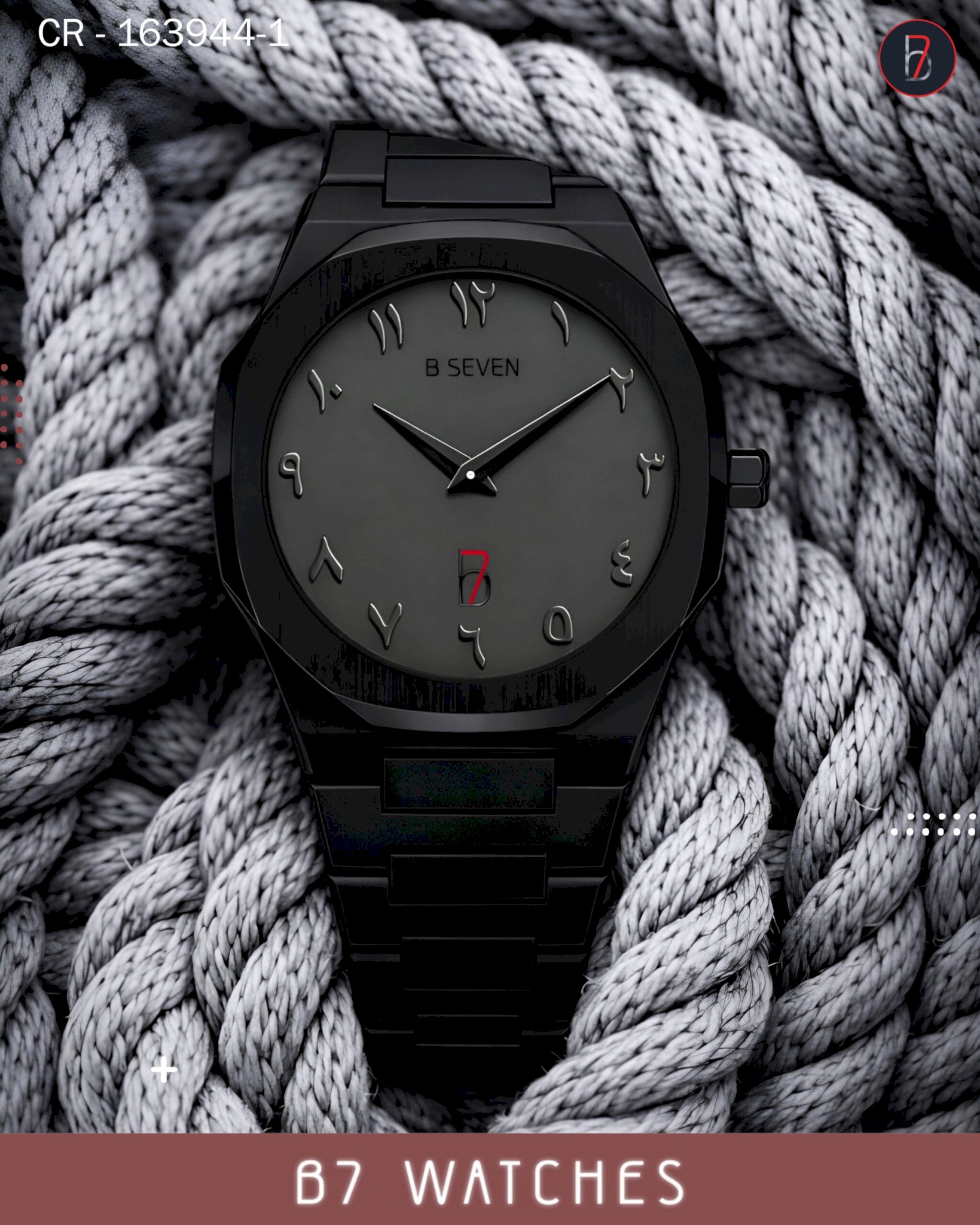 B SEVEN WATCH D1 Design arabic BLACK