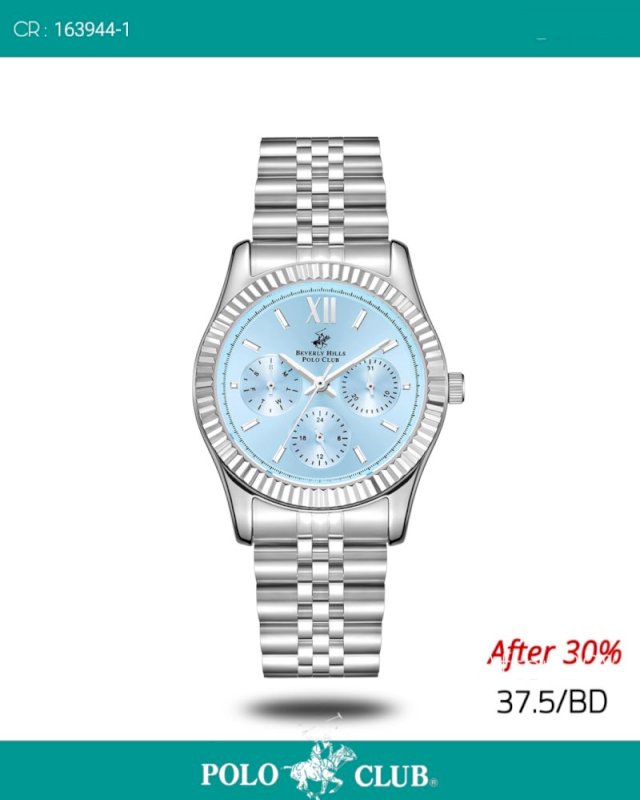 Polo ladies silver blue watch