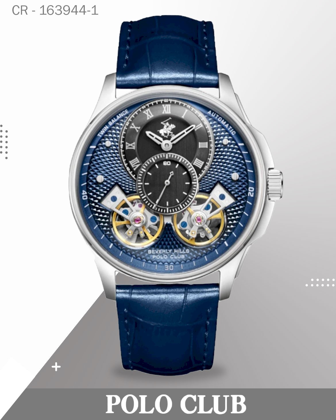 Polo Men's Automatic Watch, Silver Dial Multi-Function With Brown Leather Strap, BP3847X.532