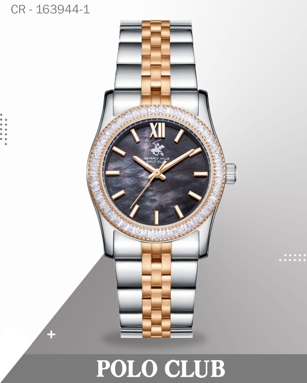 Polo Women's Watch Black Mother of Pearl Dial with Two Tone Stainless Steel Band, BP3875C.560