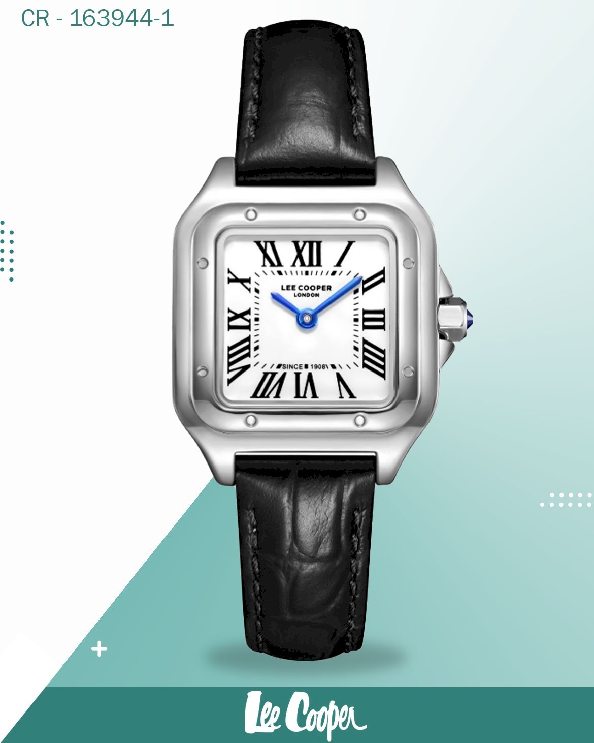 Lee Cooper Women's Watch Analog White Dial with Black Leather Strap, LC08191.331