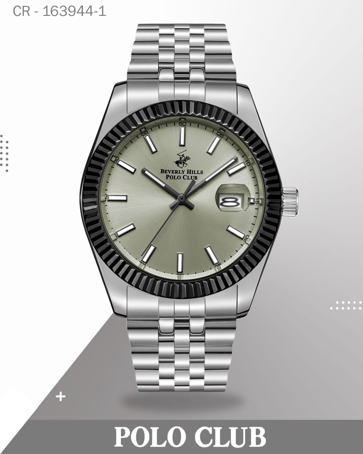 Polo Club Men’s Watch Analog Black Dial with Silver bp3018x.360