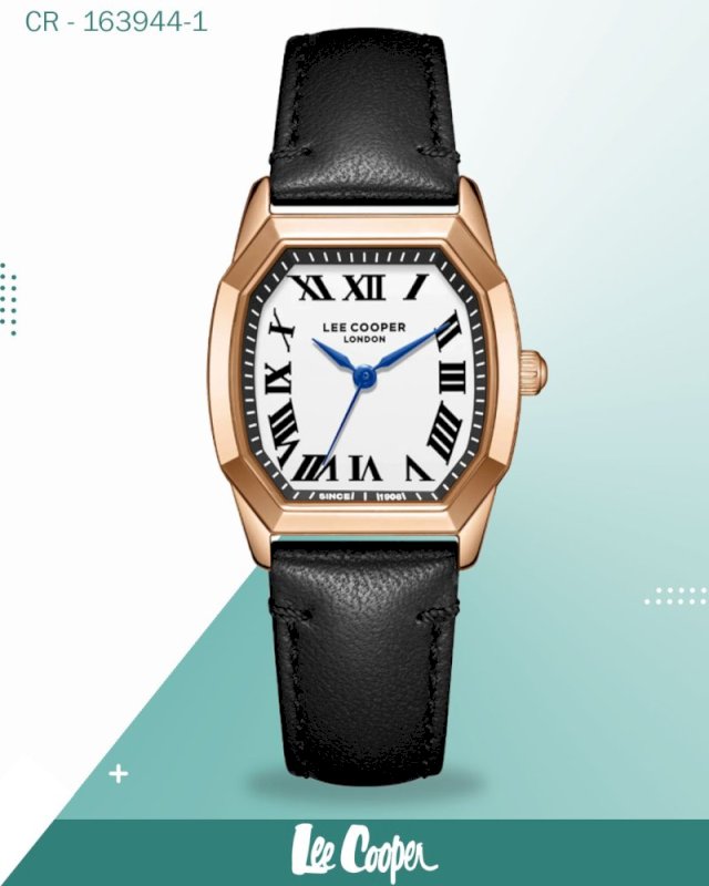 Lee Cooper Women's Analog Watch White Dial With Black Leather Strap,LC08202.431