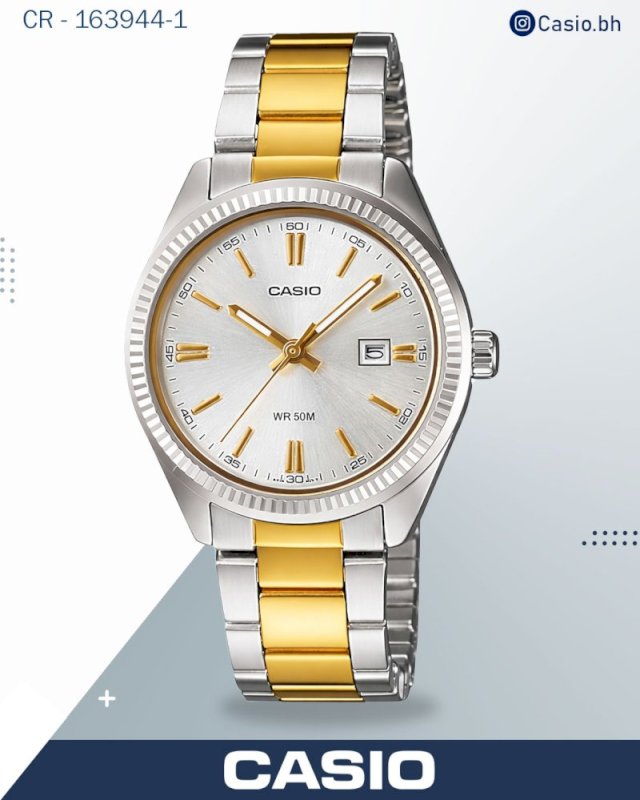 Casio Women's Watch Analog, Silver Dial Silver & Gold Stainless Steel Strap, LTP-1302SG-7AVD