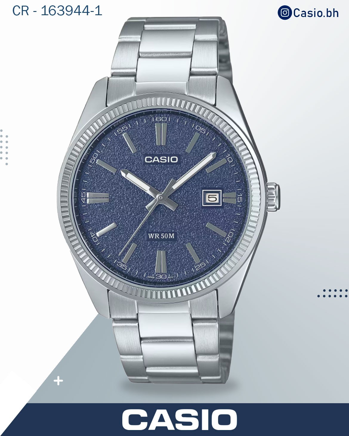 Casio Men's Watch Analog Torquoise Dial With Stainless Steel Band, MTP-1302DA-2A2VDF