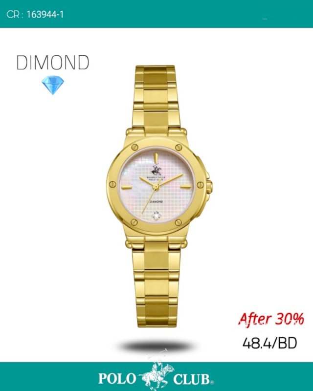Polo ladies watch gold white daimond small