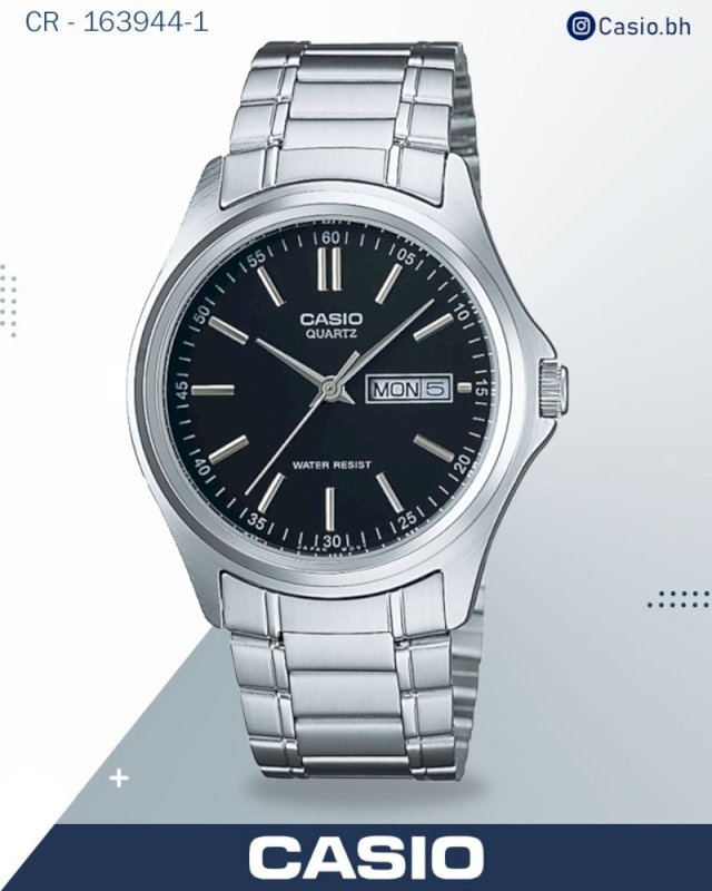 Casio Men's Watch Analog, Black Dial Silver Stainless Steel Strap,MTP-1183A-1ADF