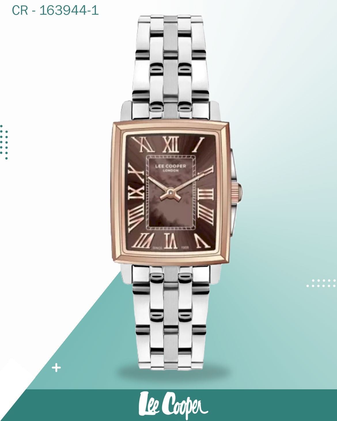 Lee Cooper Women's Analog Watch Dark Brown Dial With Silver Metal Band,LC07940.540