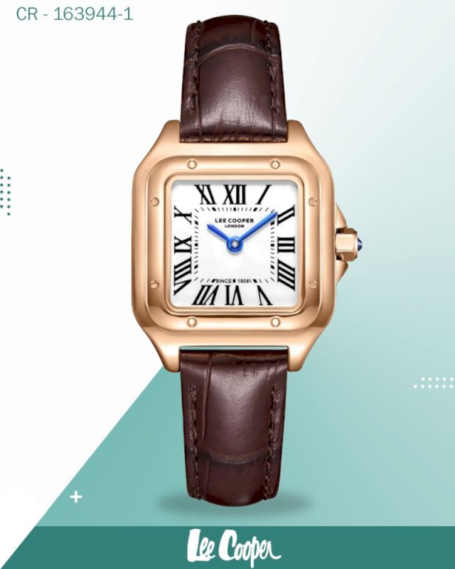 Lee Cooper Women's Watch Analog White Dial with Brown Leather Strap, LC08191.431