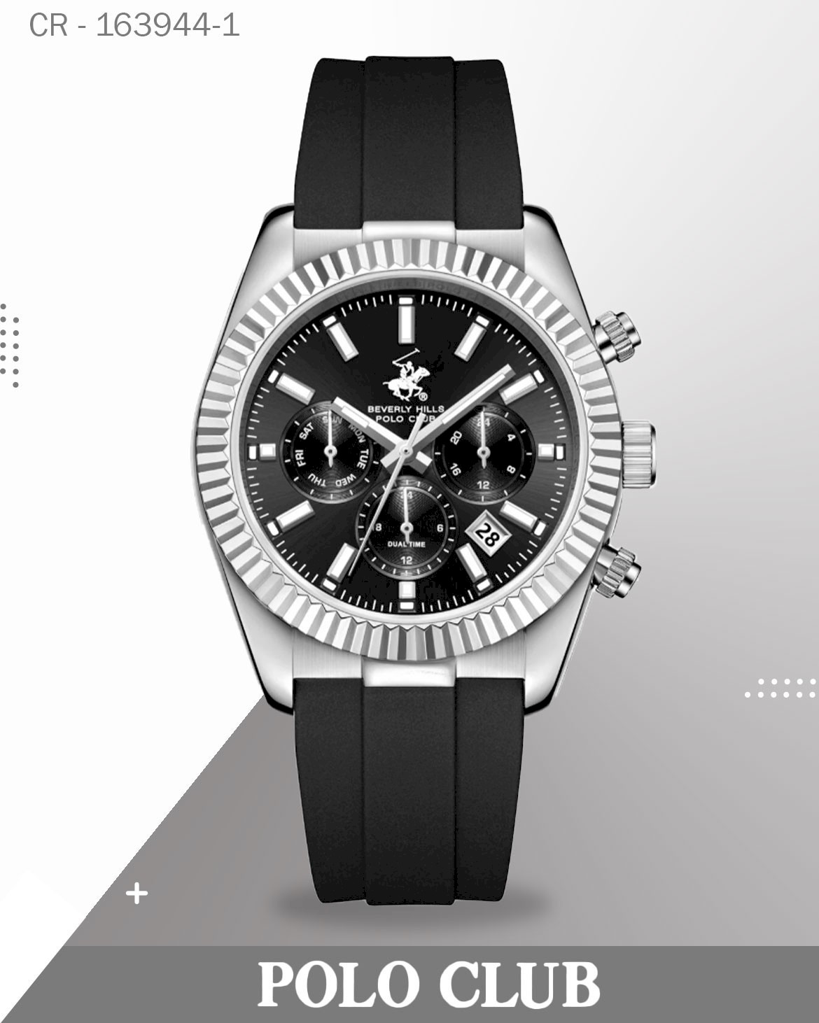 Polo Men's Analog Watch, Gun Dial Multi-Function With Black Silicone Strap, BP3836X.361