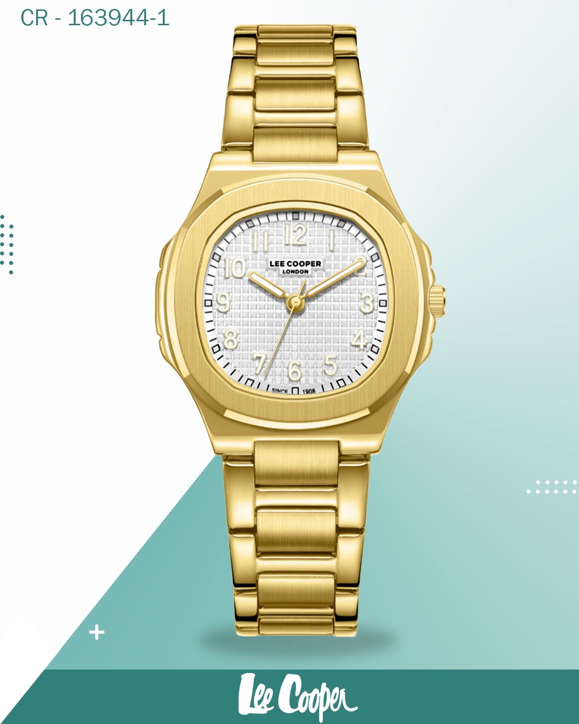 Lee Cooper Women's Analog Watch Silver Dial With Gold Metal Band,LC08258.130