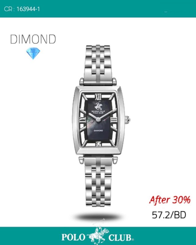 Polo ladies watch silver black dimond