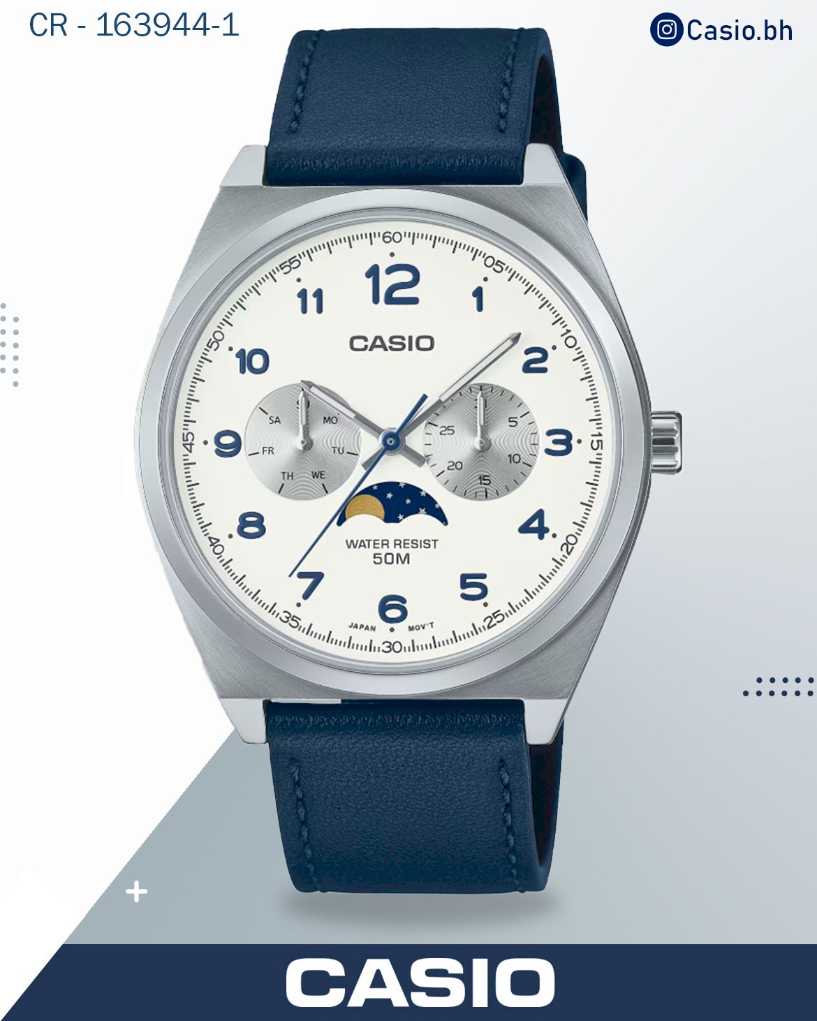 Casio Men's Watch White Dial ,Blue Genuine Leather Band mtp-m300l-7avdf