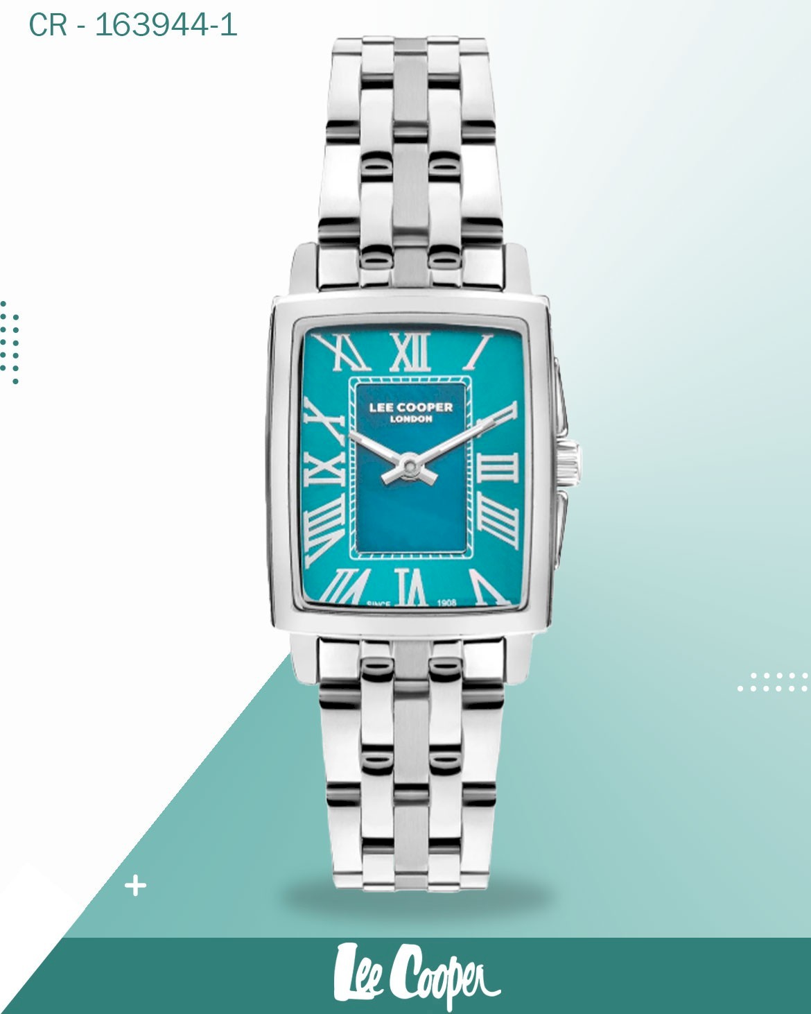 Lee Cooper Women's Watch Analog Light Blue Dial with Silver Stainless Steel Band, LC07940.390