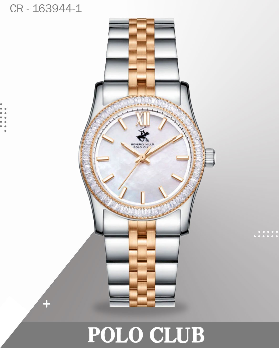 Polo Club Women's Watch Mother of Pearl Dial with Two Tone Stainless Steel Band, BP3875C.520